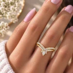 Marquise Center Lab Grown Diamond Pavé Chevron Ring | 18K Gold Ring - Image 4
