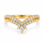 Marquise Center Lab Grown Diamond Pavé Chevron Ring featuring a marquise-shaped center diamond with sparkling pavé accents in a V-chevron design.