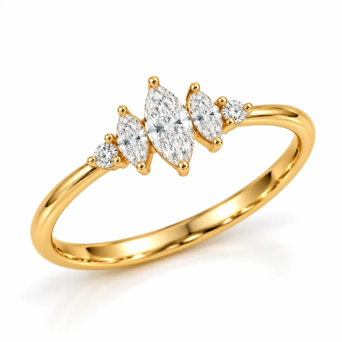 Marquise Lab Grown Diamond Ring with Round Accents | 18K Gold Ring - Image 2