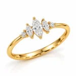 Marquise Lab Grown Diamond Ring with Round Accents | 18K Gold Ring - Image 2