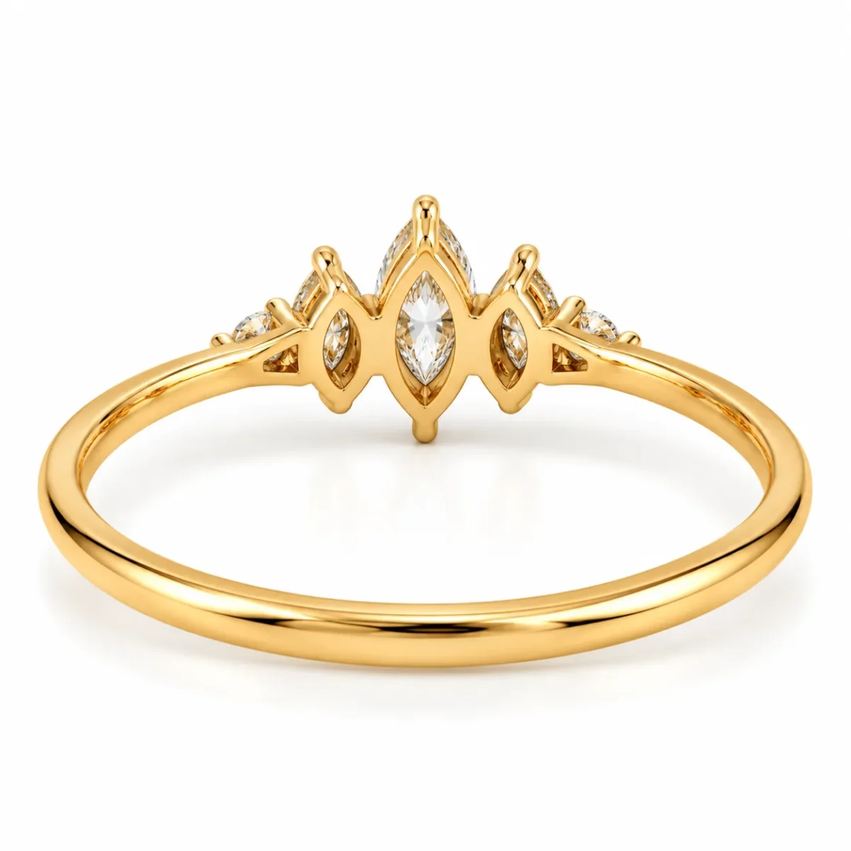 Marquise Lab Grown Diamond Ring with Round Accents | 18K Gold Ring - Image 3