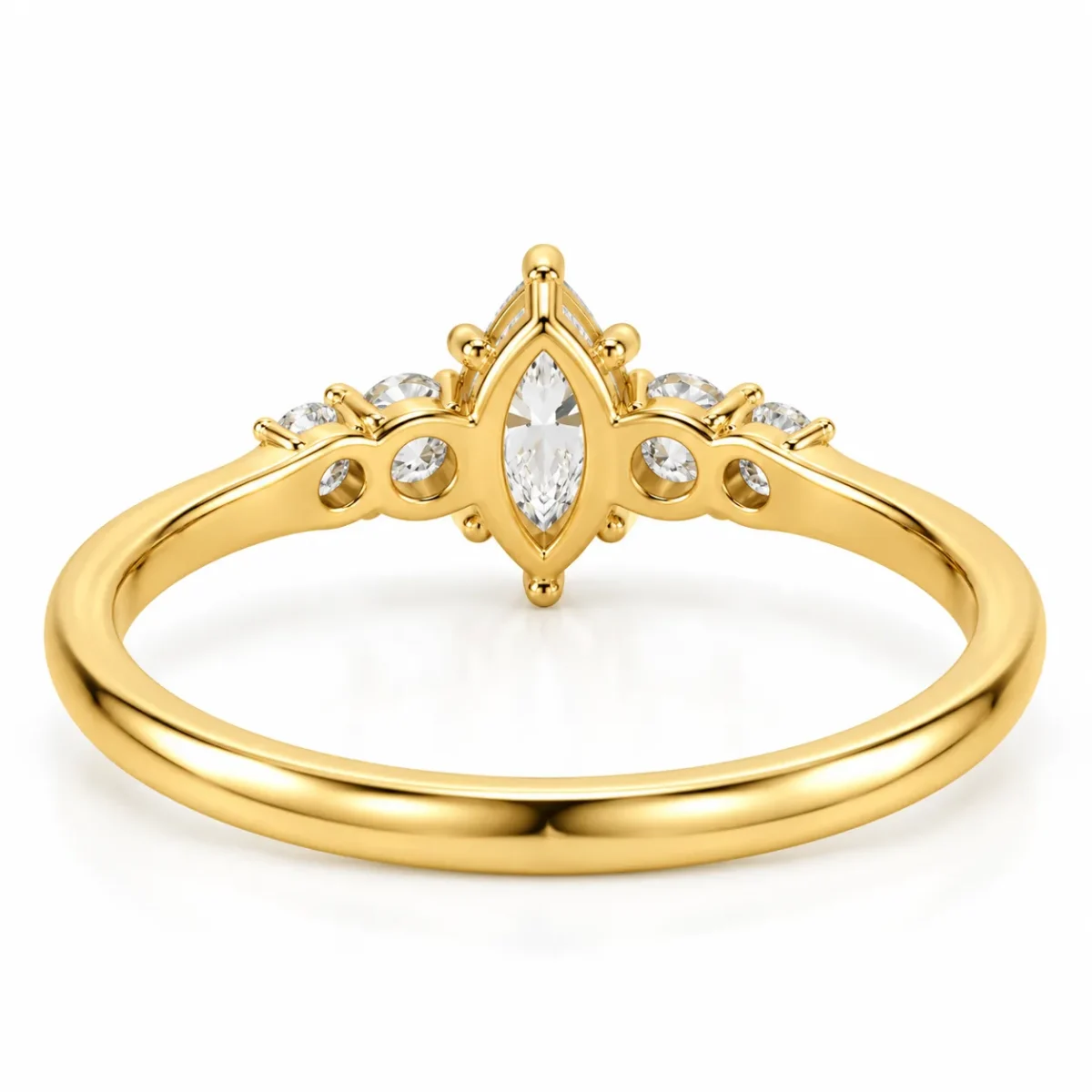 Minimalist Lab Grown Diamond Marquise Ring -18K Gold - Image 3