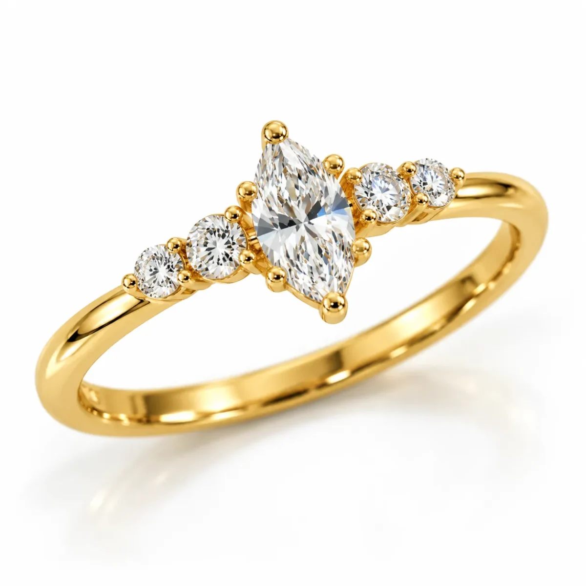 Minimalist Lab Grown Diamond Marquise Ring -18K Gold - Image 2