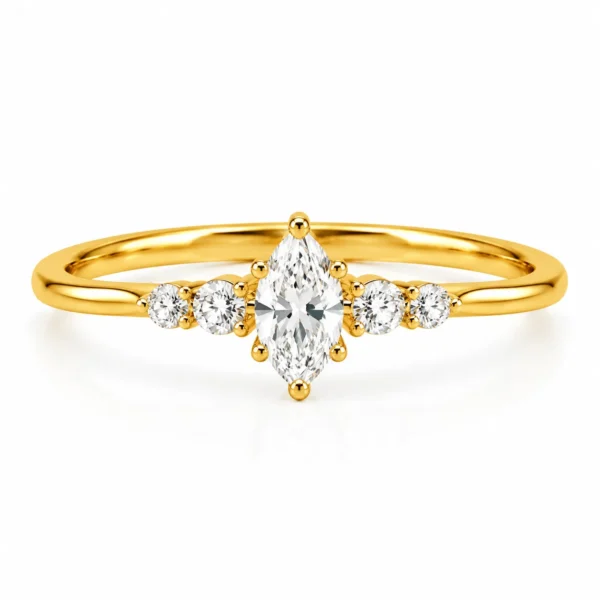 Minimalist Lab Grown Diamond Marquise Ring featuring an elegant marquise-shaped diamond in a sleek, understated design.