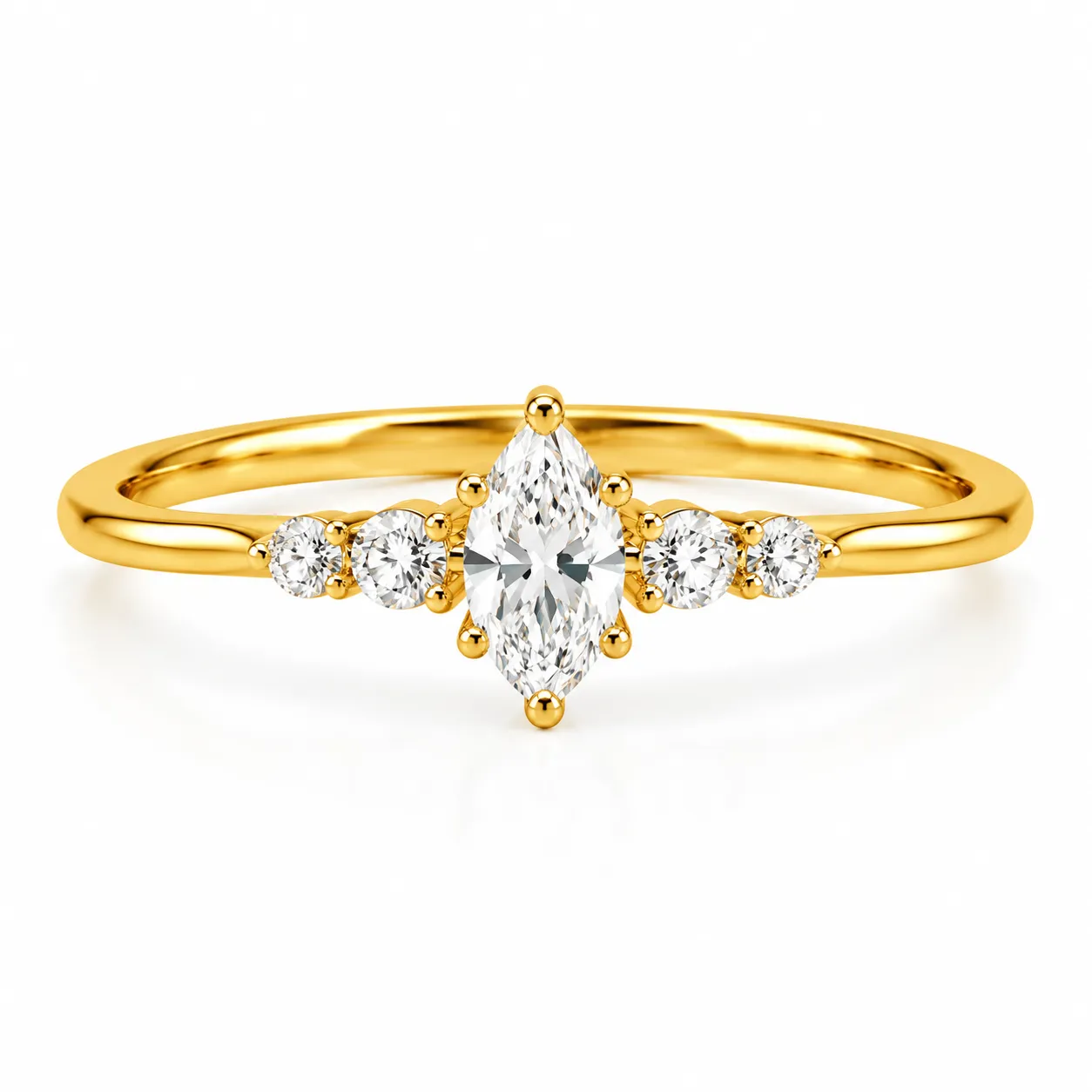Minimalist Lab Grown Diamond Marquise Ring featuring an elegant marquise-shaped diamond in a sleek, understated design.