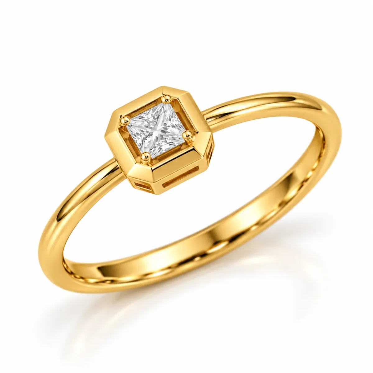 Modern Princess Cut Lab Grown Diamond Ring | 18K Gold Geometric Octagon Setting - Image 3