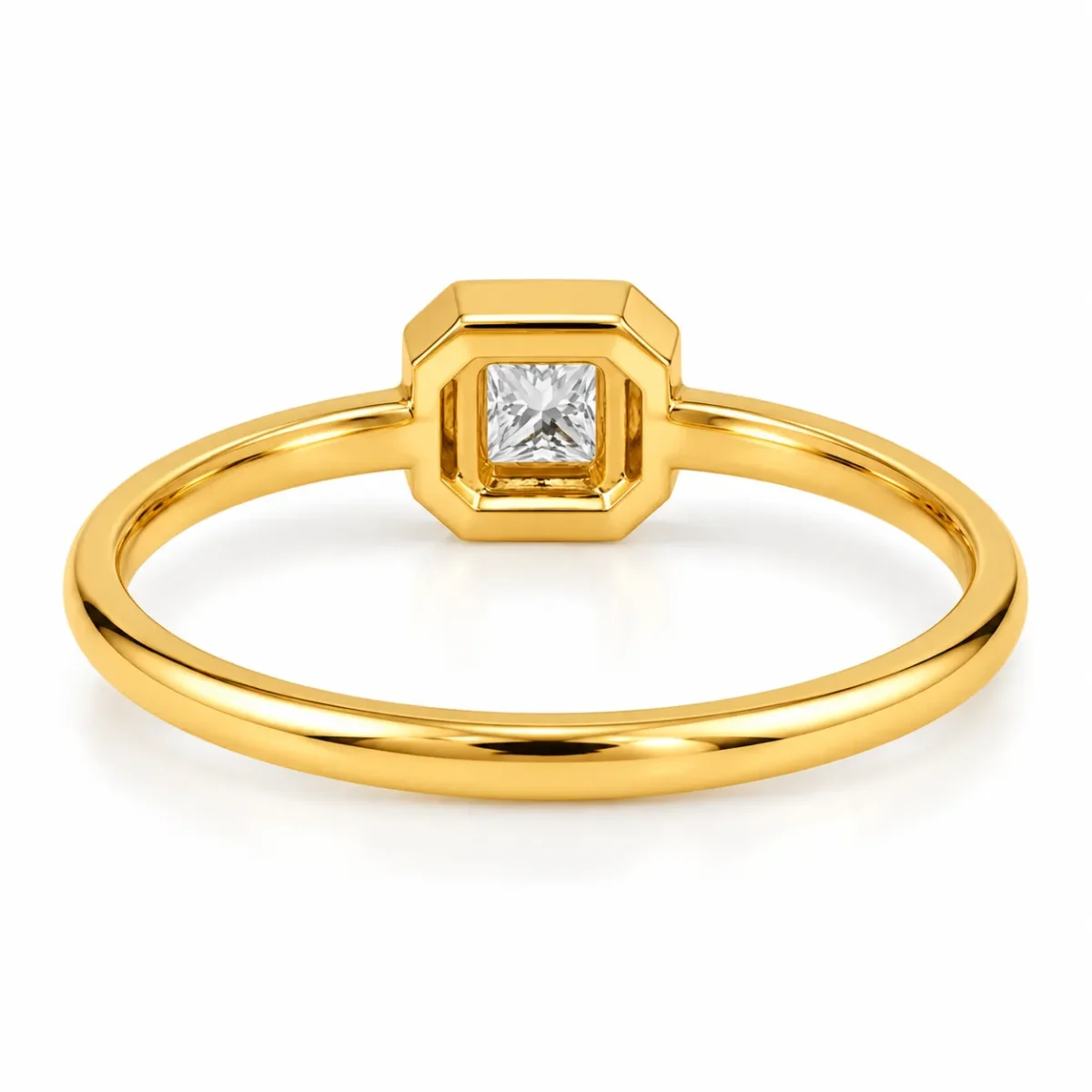 Modern Princess Cut Lab Grown Diamond Ring | 18K Gold Geometric Octagon Setting - Image 2