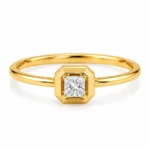 Modern Princess Cut Lab Grown Diamond Ring featuring an elegant 18K gold geometric octagon setting.