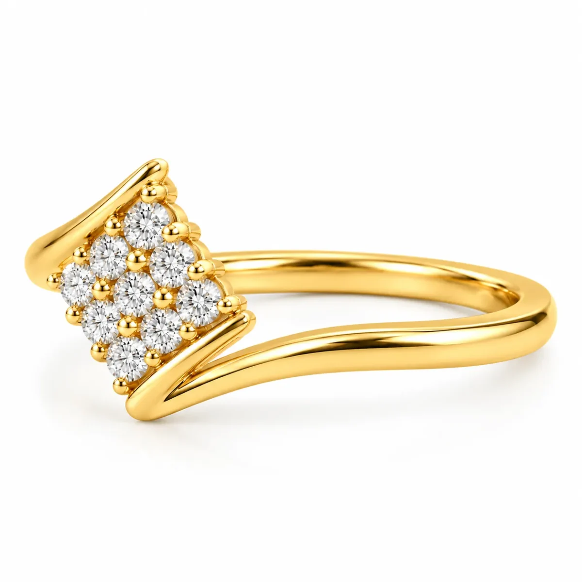 Pavé Cluster Lab Grown Diamond Ring | 18K Gold Band Ring For Women - Image 3