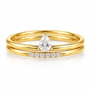 Pear Lab Grown Diamond Pavé Ring featuring an elegant pear-shaped diamond and sparkling pavé accents.