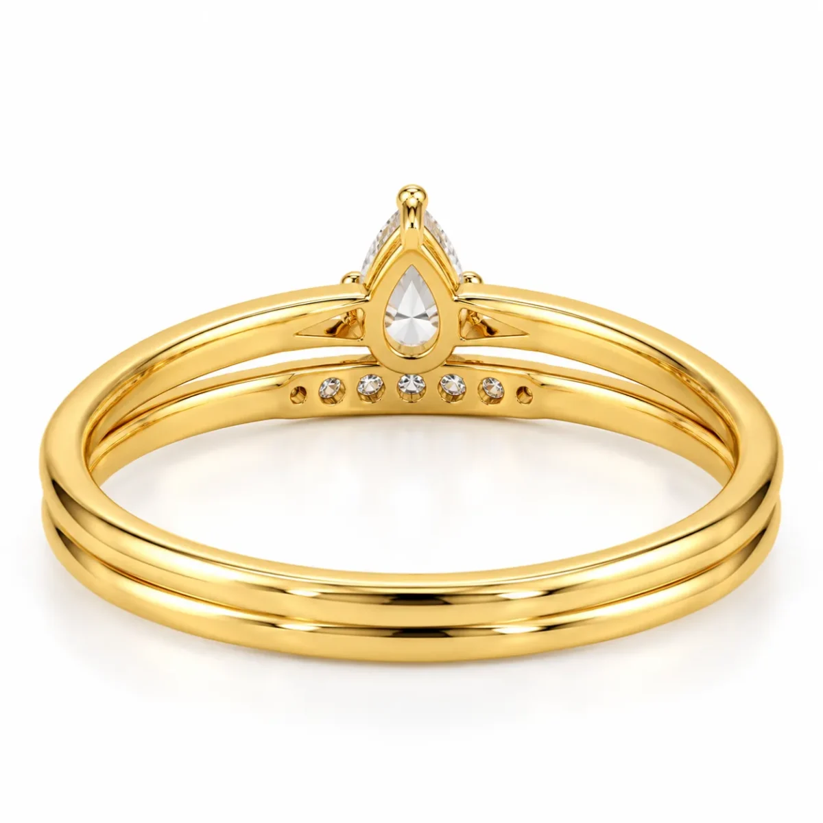 Pear Lab Grown Diamond Pavé Ring | 18K Gold - Image 3