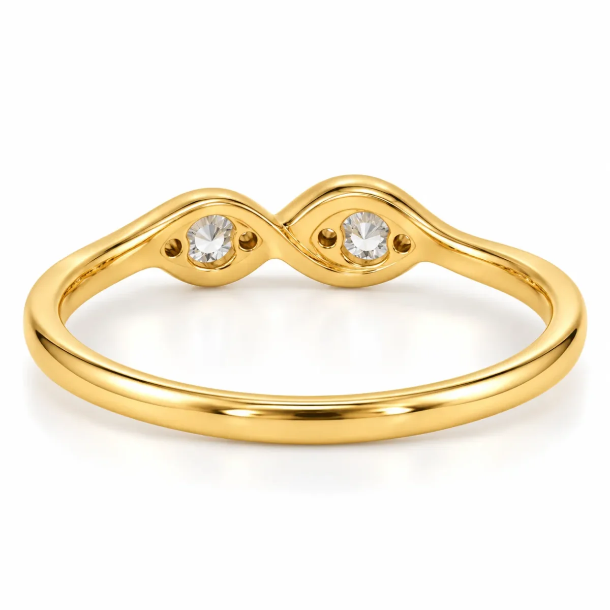 Two Stone Lab Grown Diamond Wave Ring | Elegant 18K Gold Ring - Image 3