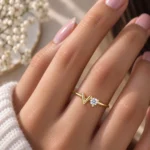 V Chevron Lab Grown Diamond Ring | 18K Gold Ring - Image 4