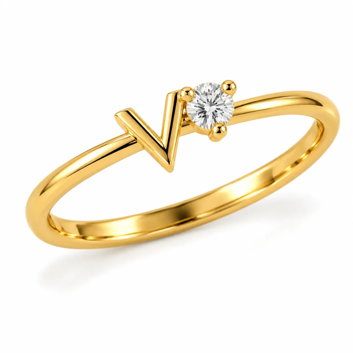 V Chevron Lab Grown Diamond Ring | 18K Gold Ring - Image 2