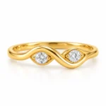 Two Stone Lab Grown Diamond Wave Ring featuring two elegant diamonds set in a graceful wave-inspired design.