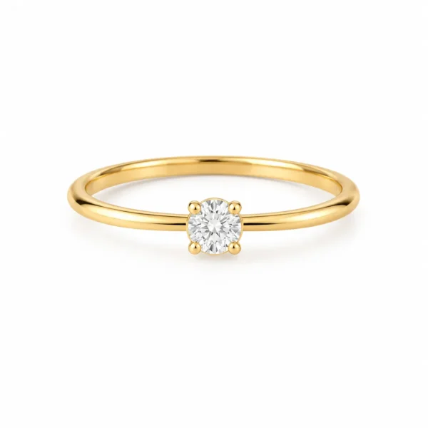 Round lab grown diamond ring for women, elegant fine jewelry with a brilliant diamond center stone