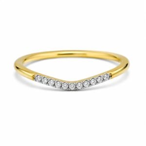 Elegant Diamond Gold Band Ring with a row of sparkling diamonds, displayed on a clean white background.