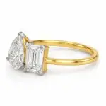 Elegant Toi Et Moi Emerald & Pear Lab-Grown Diamond Ring | 18K Gold Ring - Image 2