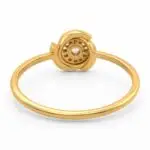 Aurelia Patel Floral Halo CVD Diamond Ring in polished yellow gold, showing the detailed floral halo setting and open back design on a white background.