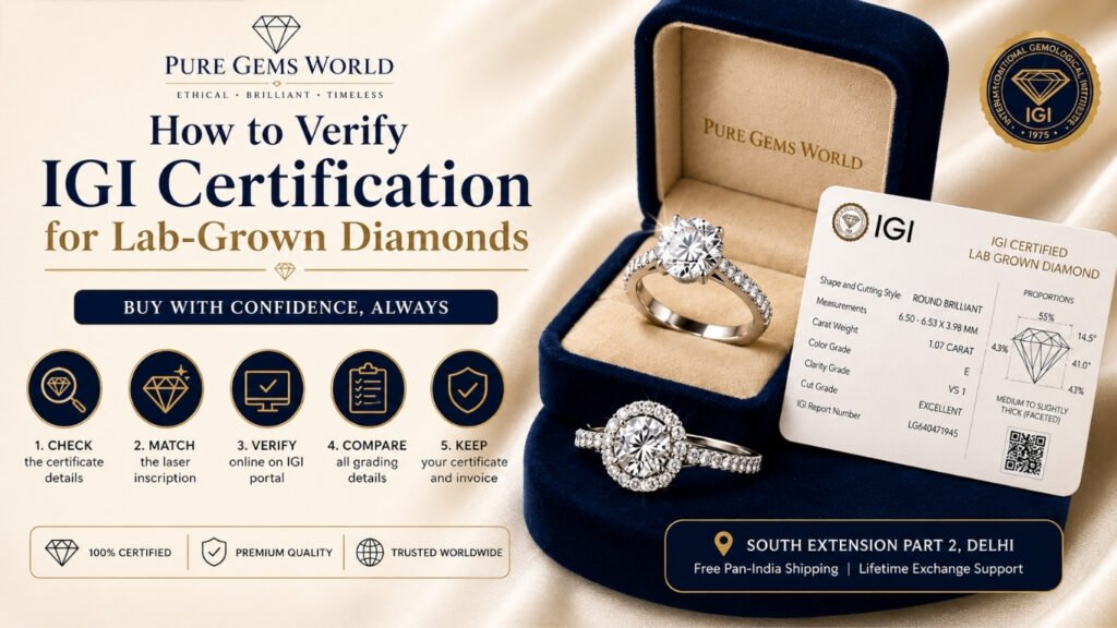 How to verify IGI certification for lab-grown diamonds with diamond rings and IGI certificate