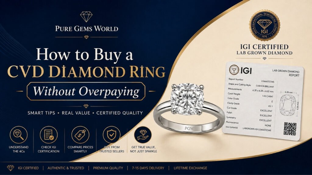 How to Buy a CVD Diamond Ring Without Overpaying – IGI Certified Lab Grown Diamond Ring Buying Guide by Pure Gems World