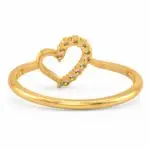 Gold open heart diamond ring showing polished band and round-cut diamonds in heart-shaped setting