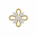 Yellow gold floral lab grown diamond nose pin front view for women