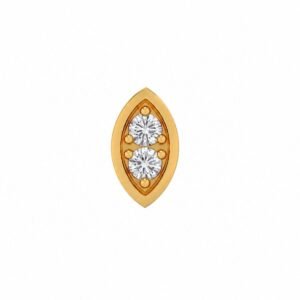 Marquise shape two stone lab grown diamond (CVD) nose pin front view