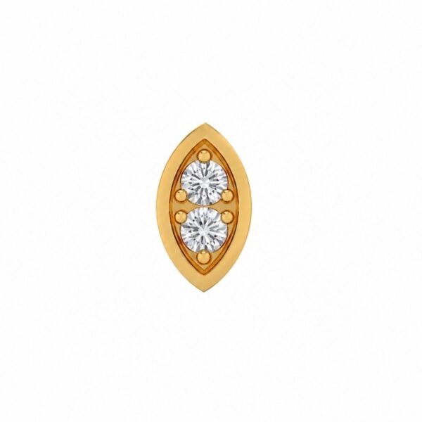 Marquise shape two stone lab grown diamond (CVD) nose pin front view