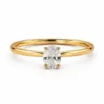 Oval Cut Diamond Solitaire Ring in 18K Gold Setting