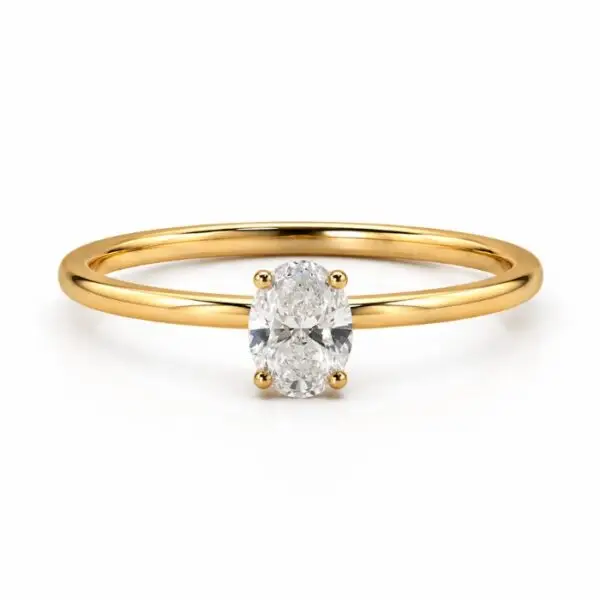 Oval Cut Diamond Solitaire Ring in 18K Gold Setting
