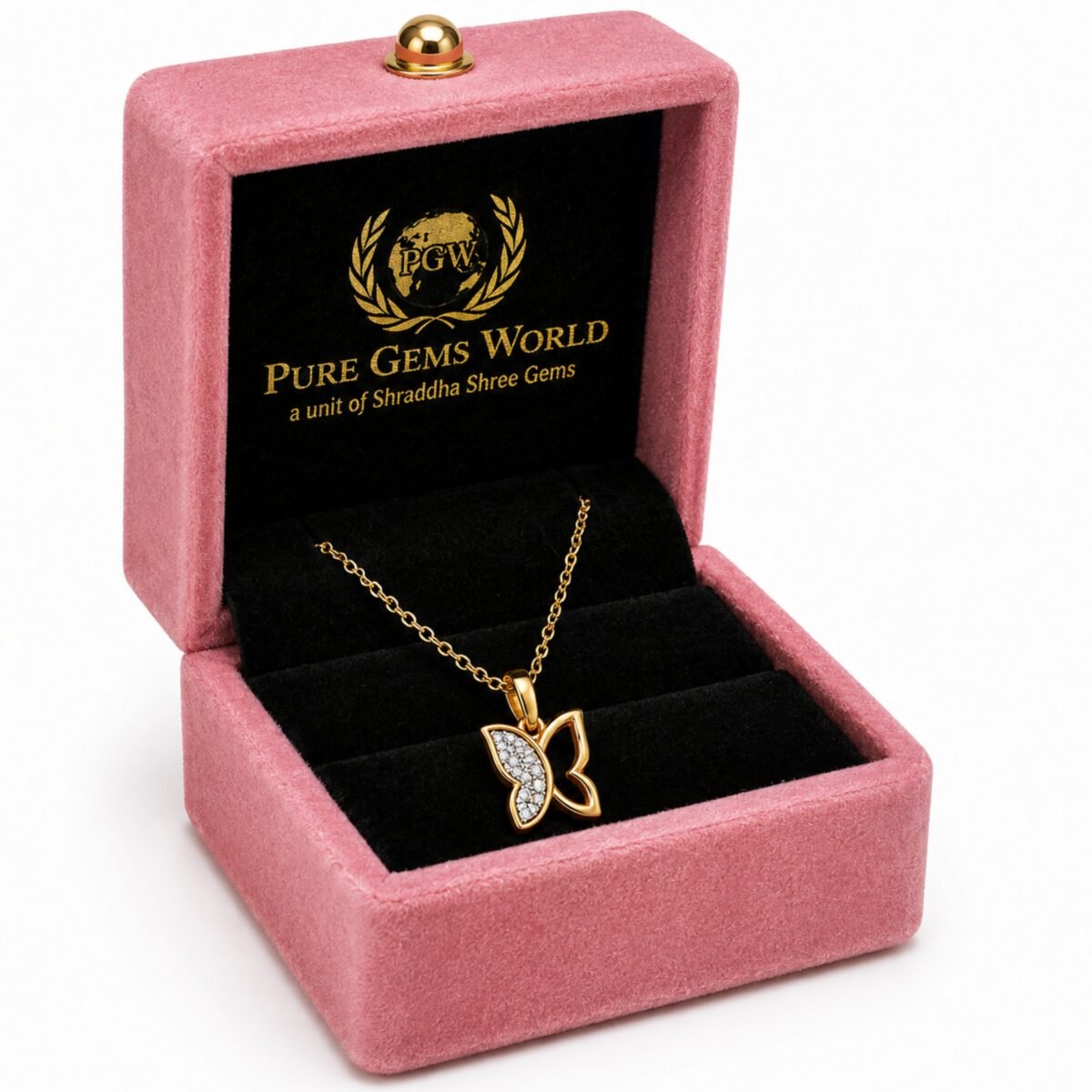 Sparkling Lab Grown CVD Diamond Butterfly Pendant in 18K gold for Women - Image 6