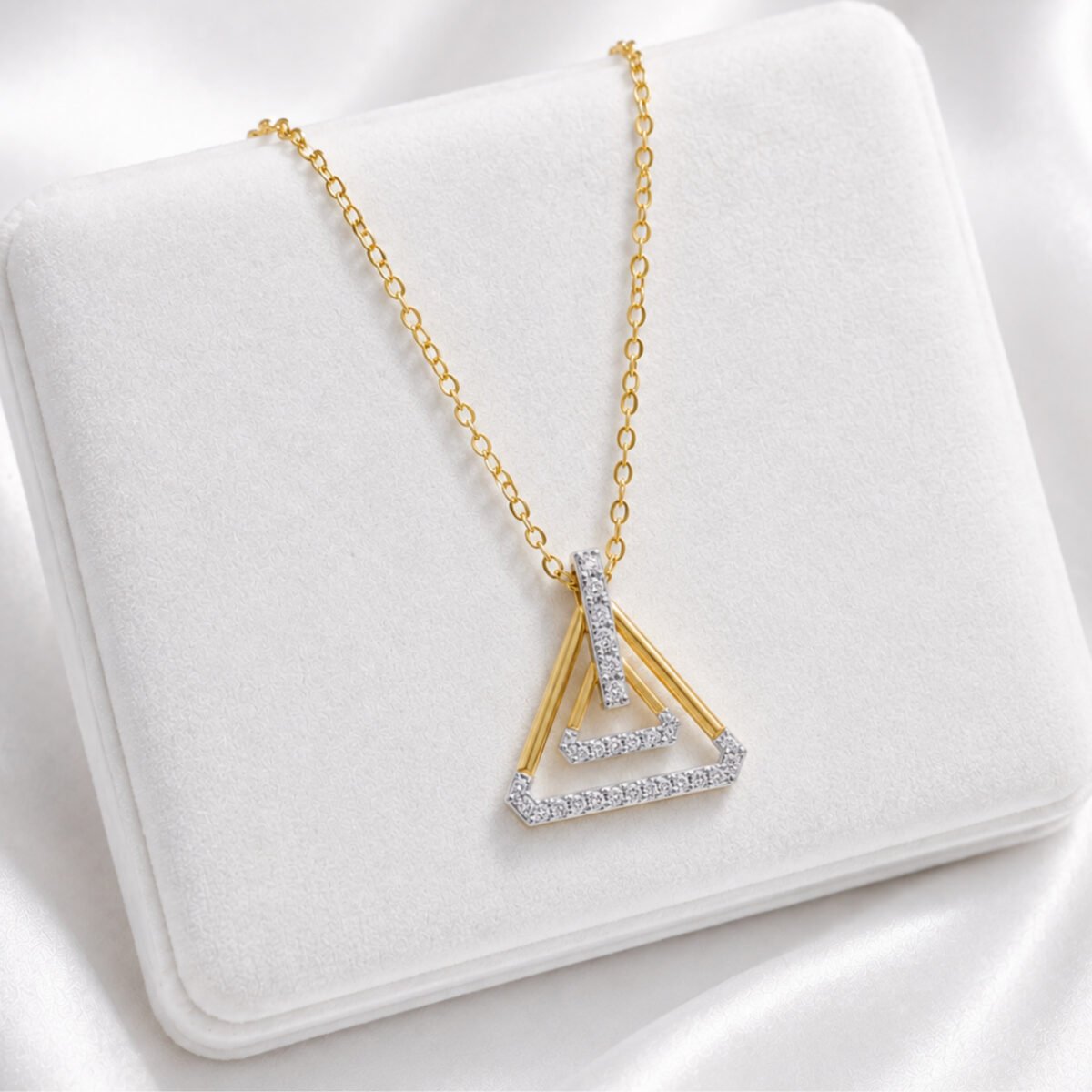 Modern Geometric Lab Grown CVD Diamond Pendant in 18K Gold for Women - Image 4