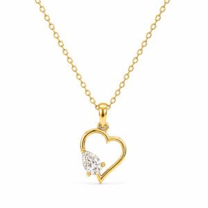 Heart Shape CVD Diamond Pendant for Women with Pear Diamond