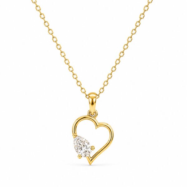 Heart Shape CVD Diamond Pendant for Women with Pear Diamond