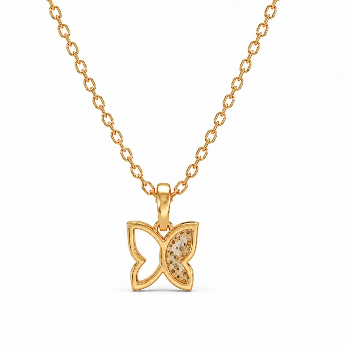 Sparkling Lab Grown CVD Diamond Butterfly Pendant in 18K gold for Women - Image 5