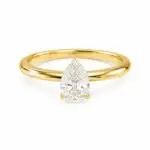 Pear Cut Diamond Solitaire Ring in Yellow Gold Setting