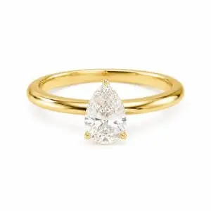 Pear Cut Diamond Solitaire Ring in Yellow Gold Setting