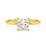 Princess Cut Diamond Solitaire Ring Front View in Yellow Gold