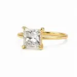 Princess Cut Diamond Engagement Ring with Yellow Gold Band