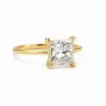 Princess Cut Diamond Solitaire Ring in Yellow Gold Setting