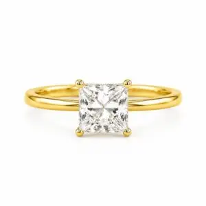Princess Cut Diamond Solitaire Ring Front View in Yellow Gold