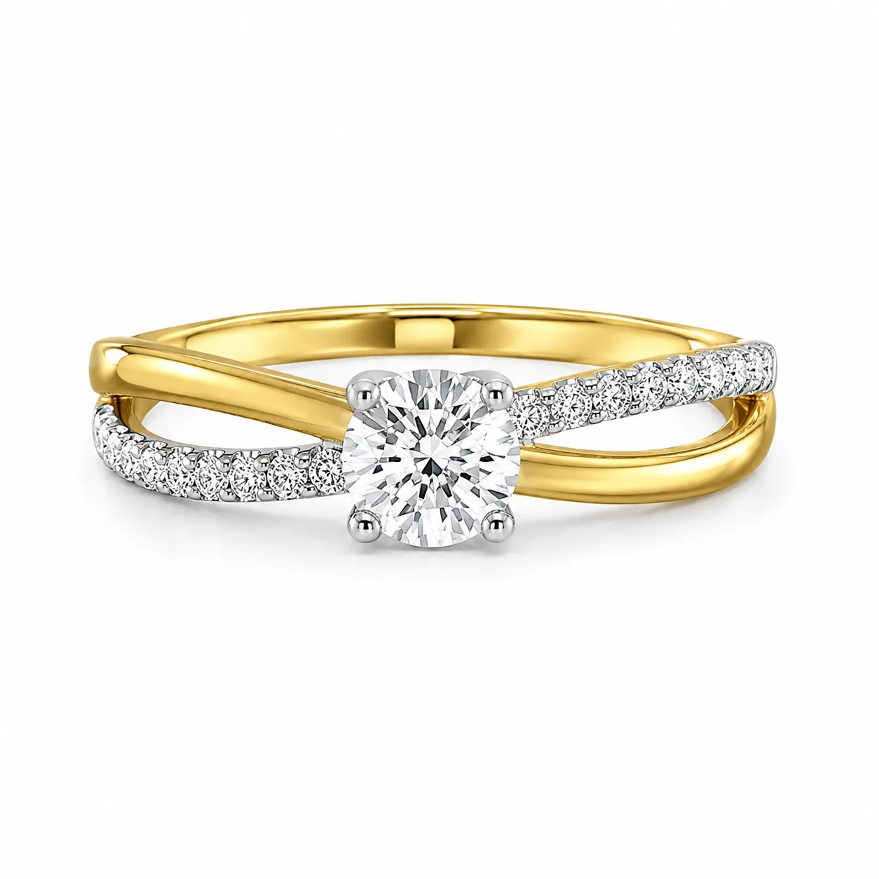 Split-Shank Lab Grown Diamond Ring (4) Split-Shank Lab Grown Diamond Ring featuring a brilliant center diamond with an elegant split-shank band design for a modern and sophisticated look.