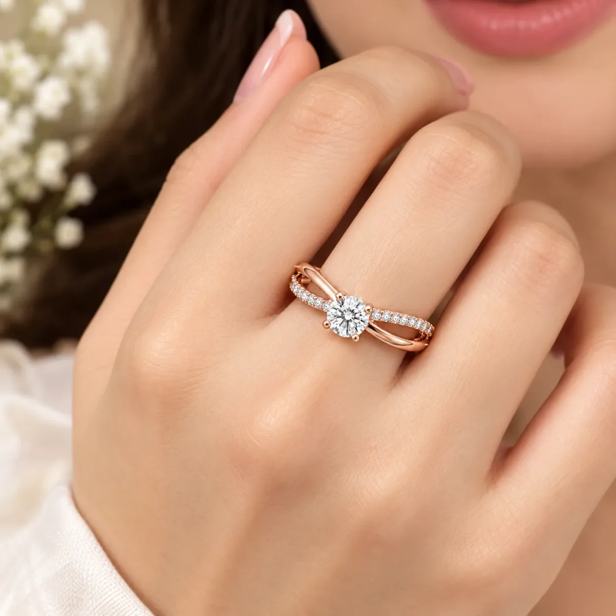 Split-Shank Lab Grown Diamond Ring | 18K Gold Ring - Image 5