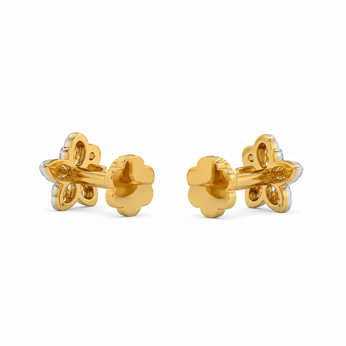 Elegant Floral Lab Grown Diamond Stud (Earrings) for Women – Sparkling Flower Design in 18k Gold - Image 4