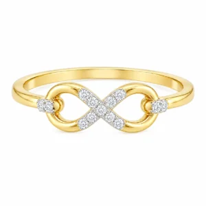 Infinity Knot Gold Ring with Lab Grown Diamonds featuring an elegant intertwined knot design symbolizing everlasting love and connection.
