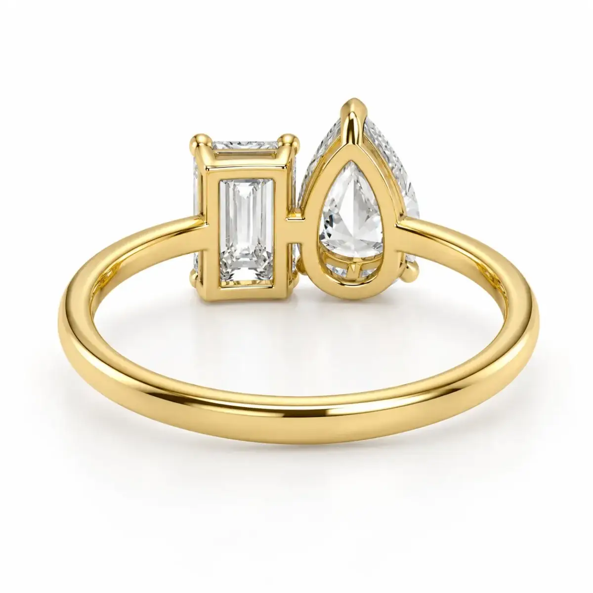 Elegant Toi Et Moi Emerald & Pear Lab-Grown Diamond Ring | 18K Gold Ring - Image 5