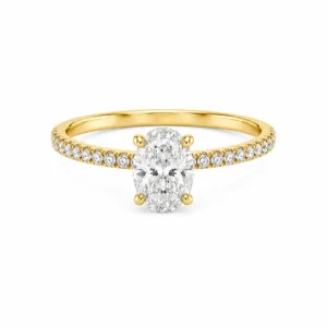 Oval Cut Diamond Engagement Ring featuring a brilliant oval-shaped lab-grown diamond set in a timeless and elegant solitaire design.