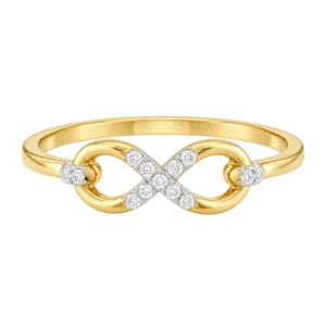 Infinity Knot Gold Ring with Lab Grown Diamonds featuring an elegant intertwined knot design symbolizing everlasting love and connection.