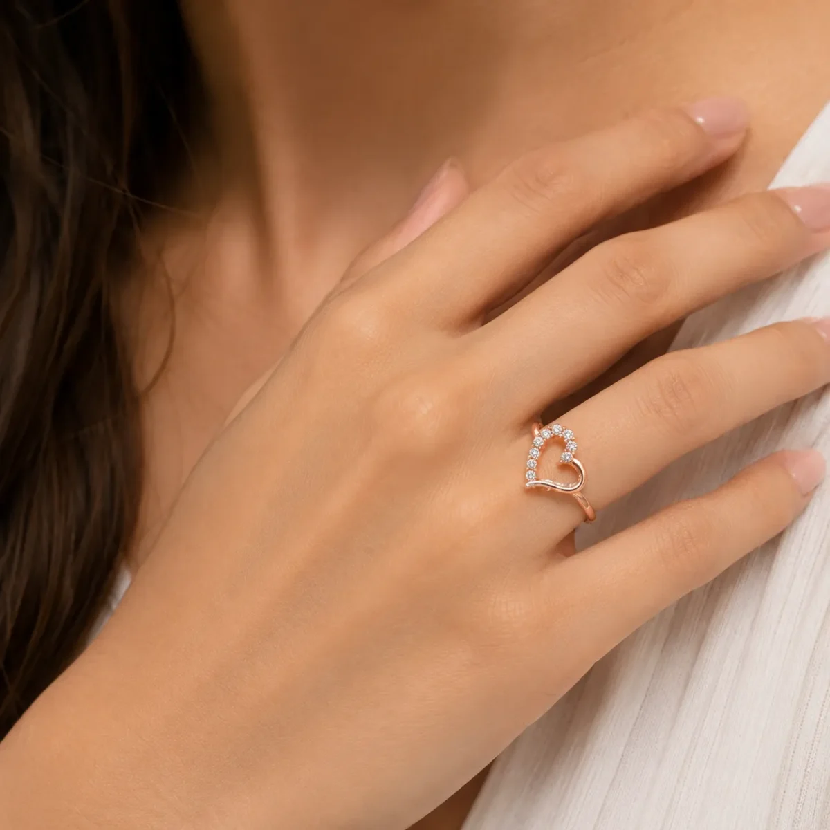 Heart Shape Lab Grown Diamond & Gold Ring | 18K Gold Ring - Image 5